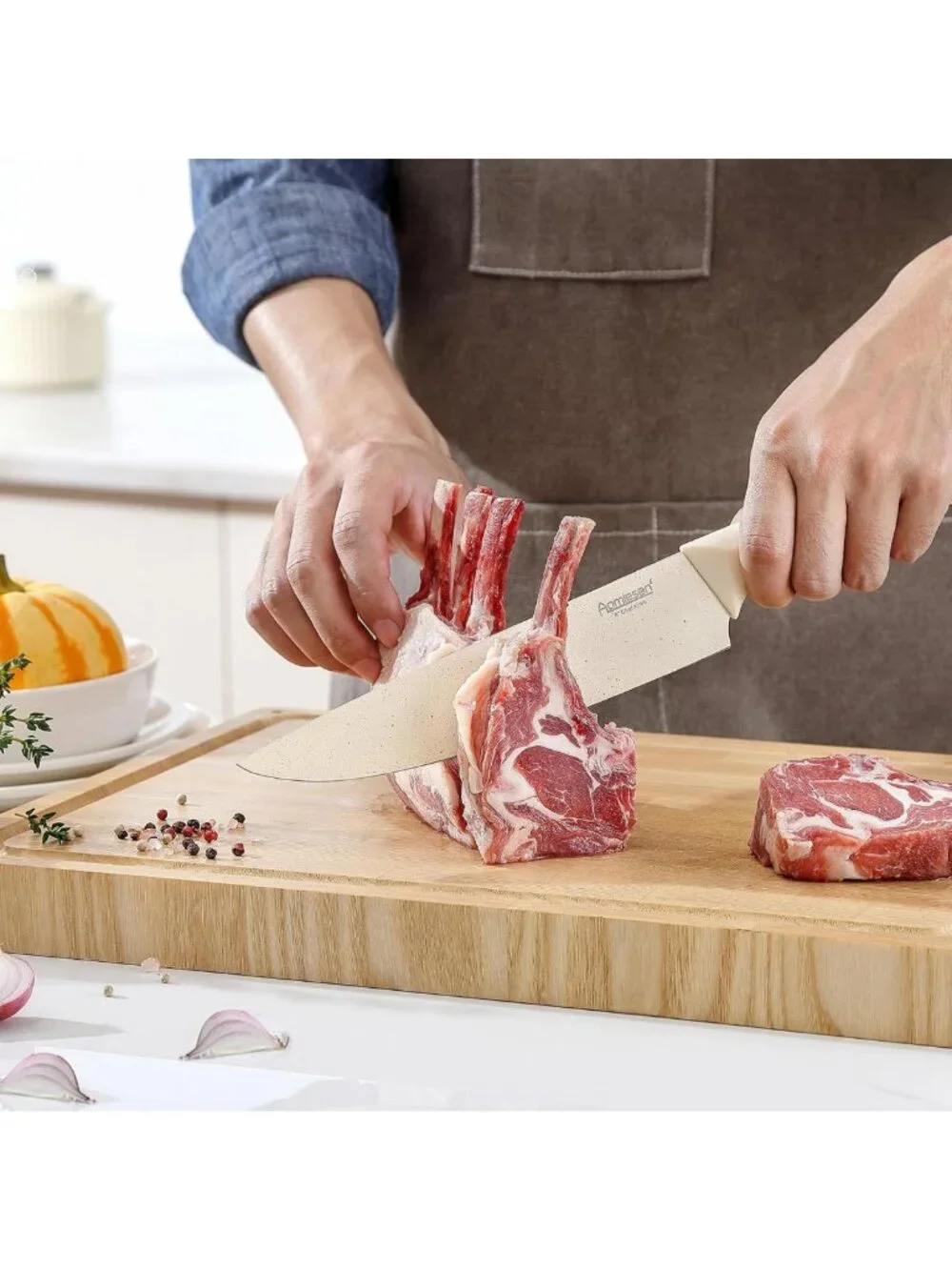 8-Piece Premium Knife Set with Block - Lightweight, Strong, Ergonomic